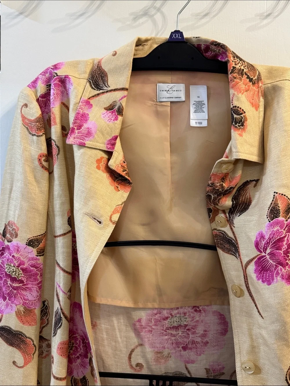 Y2K Liz Claiborne Emma James size 16 summer Jacket cottagecore creme pink - Picture 6 of 11